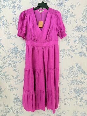 Boden Bright Fuchsia V-Neck Dress
